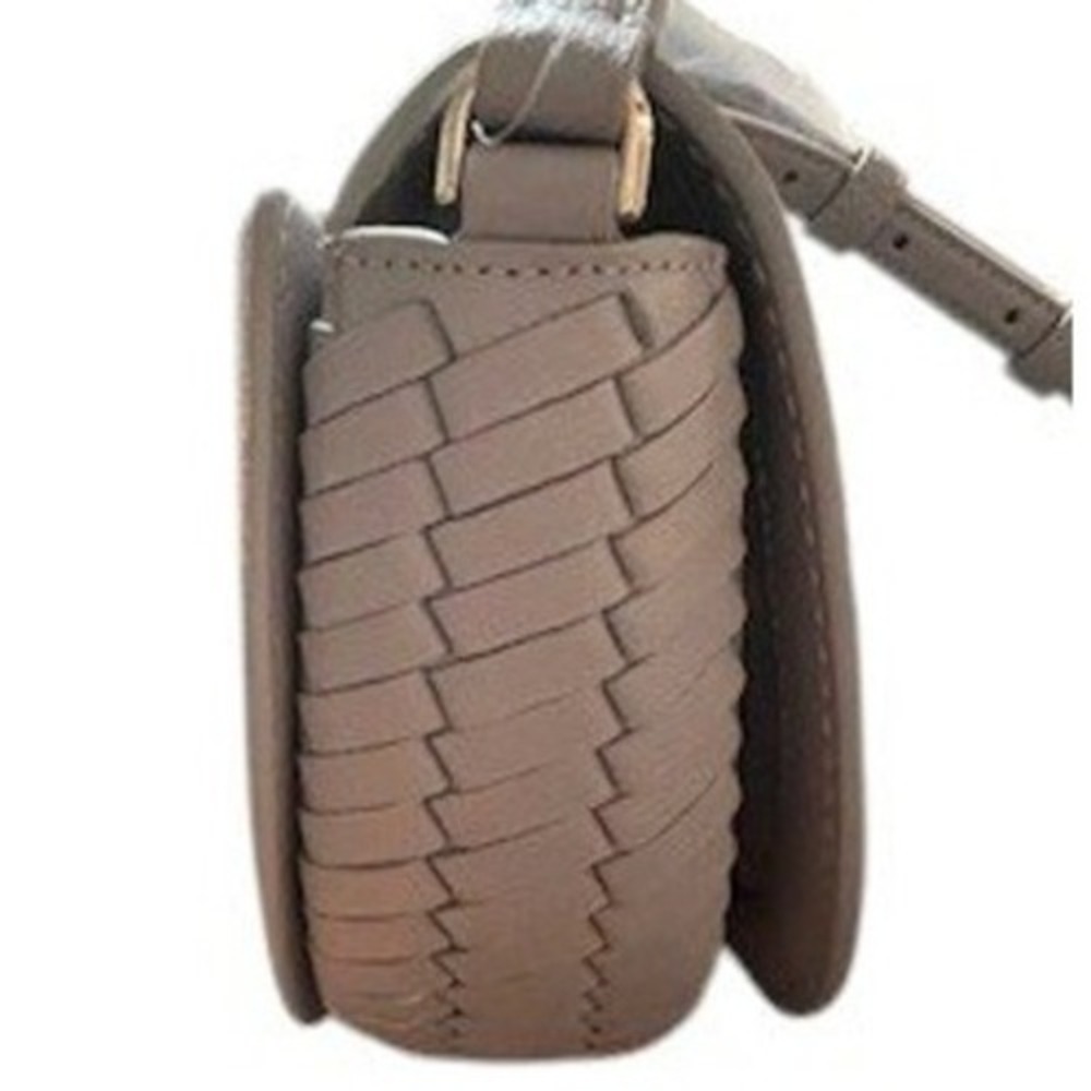 Kate Spade Crossbody Bag Leather Woven Taupe Small Purse Designer - Picture 3 of 9